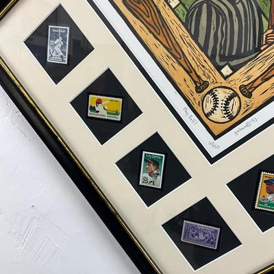 831 Geoffrey Aaron Harris Signed Framed Etching "Play Ball!"