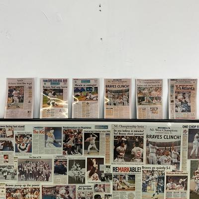 834 1991 Atlanta Braves Newspaper Collage Print With Newspaper Fridge Magnets