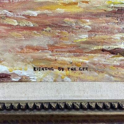 844 Original Signed Oil Painting "Evening By The Sea" 1967