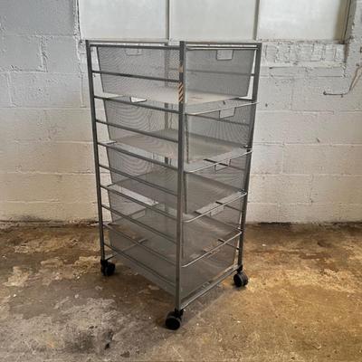 907 Elfa Mesh Five Drawer Storage Rolling Cart