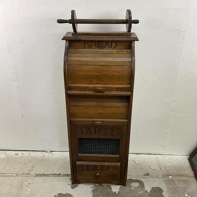 909 Pine Produce Storage With Paper Towl Rack