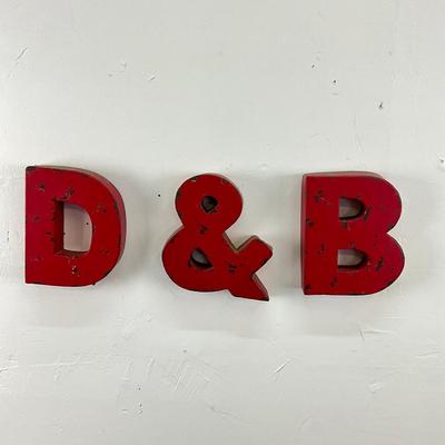 912 Vintage Style Red Metal Marquea Letters And Ampersand