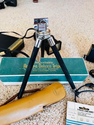 VTG ACCURA DELUXE TRIPOD AND SEVERAL VIVTAR AND OTHER CAMERA EXTRAS