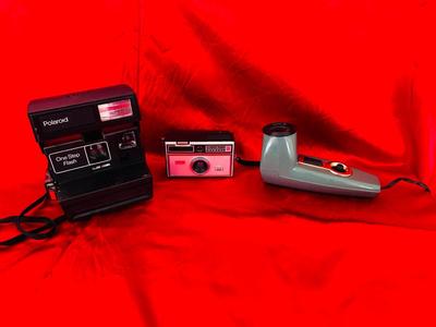 KODAK INSTAMATIC 100 CAMERA, ELECTRIC SLIDE VIEWER, POLAROID CAMERA
