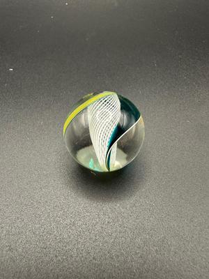 LATTICINIO SWIRL CORE MARBLE WITH MULTICOLORED SWIRLS