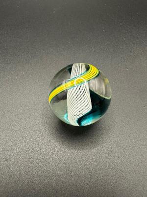 LATTICINIO SWIRL CORE MARBLE WITH MULTICOLORED SWIRLS