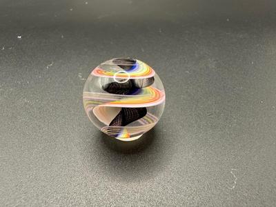 LATTICINIO SWIRL CORE MARBLE WITH MULTICOLORED SWIRLS