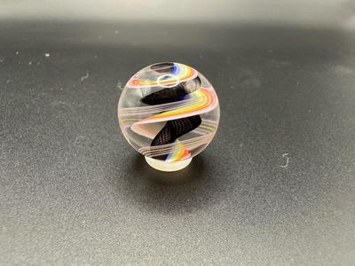 LATTICINIO SWIRL CORE MARBLE WITH MULTICOLORED SWIRLS