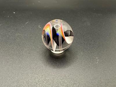 LATTICINIO SWIRL CORE MARBLE WITH MULTICOLORED SWIRLS
