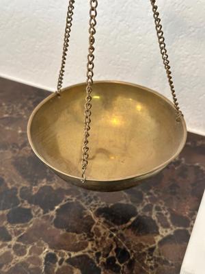 VINTAGE BRASS AND ALABASTER APOTHECARY SCALE “SCALES OF JUSTICE”