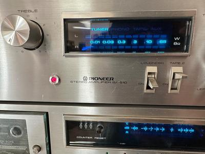 VINTAGE PIONEER COMPONENT HOME STEREO SYSTEM - BLUE LINE SERIES - WITH MATCHING AUDIO CABINET