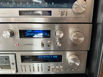VINTAGE PIONEER COMPONENT HOME STEREO SYSTEM - BLUE LINE SERIES - WITH MATCHING AUDIO CABINET