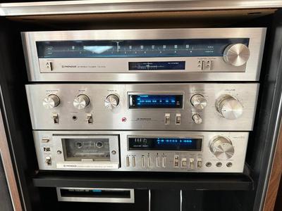 VINTAGE PIONEER COMPONENT HOME STEREO SYSTEM - BLUE LINE SERIES - WITH MATCHING AUDIO CABINET