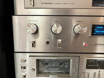 VINTAGE PIONEER COMPONENT HOME STEREO SYSTEM - BLUE LINE SERIES - WITH MATCHING AUDIO CABINET