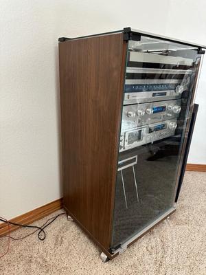 VINTAGE PIONEER COMPONENT HOME STEREO SYSTEM - BLUE LINE SERIES - WITH MATCHING AUDIO CABINET