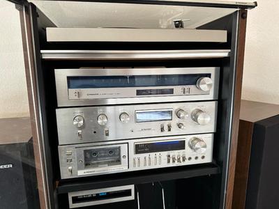 VINTAGE PIONEER COMPONENT HOME STEREO SYSTEM - BLUE LINE SERIES - WITH MATCHING AUDIO CABINET