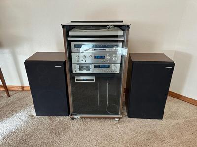 VINTAGE PIONEER COMPONENT HOME STEREO SYSTEM - BLUE LINE SERIES - WITH MATCHING AUDIO CABINET