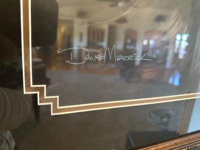 LARGE DAVE MERRICK “INDIGO” WOLF PICTURE WITH A BEAUTIFUL FRAME