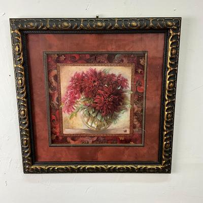 931 Su Yue Lee Red Flowers Reproduction Prints Framed
