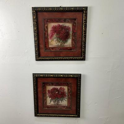 931 Su Yue Lee Red Flowers Reproduction Prints Framed