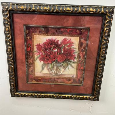 931 Su Yue Lee Red Flowers Reproduction Prints Framed