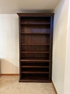 LARGE BEAUTIFUL FREE STANDING BOOKCASE WITH COFFEE FINISH