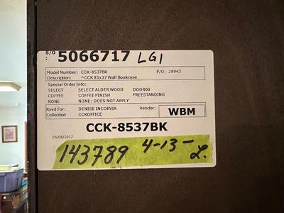 LARGE BEAUTIFUL FREE STANDING BOOKCASE WITH COFFEE FINISH