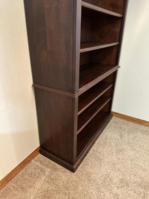LARGE BEAUTIFUL FREE STANDING BOOKCASE WITH COFFEE FINISH