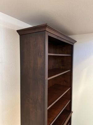 LARGE BEAUTIFUL FREE STANDING BOOKCASE WITH COFFEE FINISH
