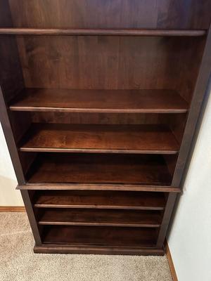 LARGE BEAUTIFUL FREE STANDING BOOKCASE WITH COFFEE FINISH