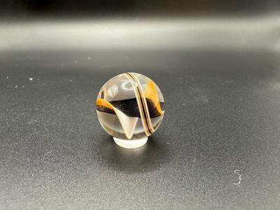 BLACK LATTICINIO SWIRL CORE WITH MULTICOLORED SWIRLS MARBLE