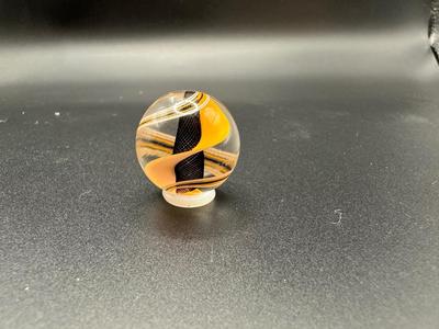 BLACK LATTICINIO SWIRL CORE WITH MULTICOLORED SWIRLS MARBLE