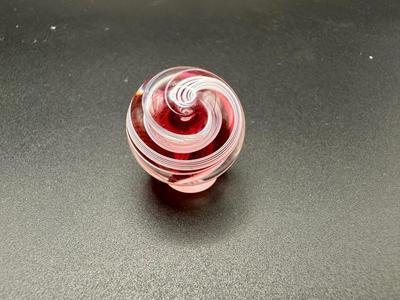 RED AND WHITE LATTICINIO SWIRL CORE MARBLE