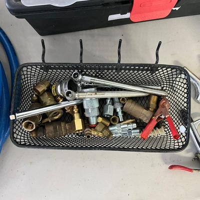 944 Central Pneumatic Three Gallon AIr Compressor With Air Tanks And Hose