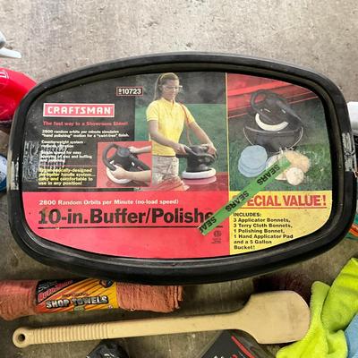 1029 Craftsman Never Used 10" Buffer/Polisher With Car Cleaning Supplies