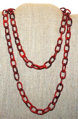 Shorter WRAP-AROUND NECKLACE with Painted Red & Black Chain Links 36" L
