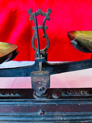 19th CENTURY FRENCH CAST IRON AND BRASS BALANCE SCALE