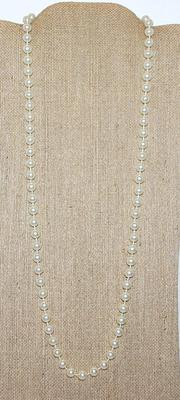 Faux PEARL NECKLACE with Same-Size Pearls 28" L