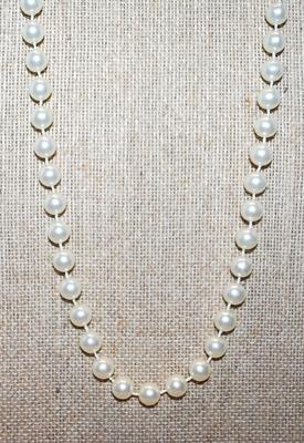 Faux PEARL NECKLACE with Same-Size Pearls 28" L