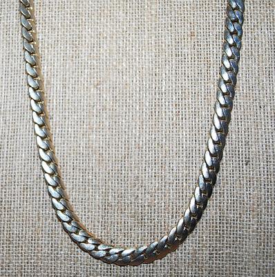 Classic SNAKESKIN Silver Tone NECKLACE with Lobster Clasp 23" L