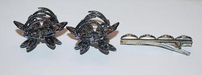 Collection of 3 Barretts - 2 Flower Style Snap Closure (1½" x 1½") & 4 Faux Pearl Style (2½" L)