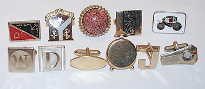 Collection of 11 SINGLE CUFFLINKS in a Variety of Shapes & Colors
