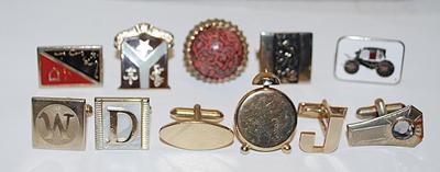 Collection of 11 SINGLE CUFFLINKS in a Variety of Shapes & Colors