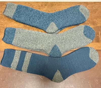 Sale Photo Thumbnail #531: Mixed blue and gray patterns.  New, do not appear to have been worn or washed. Appears to be a wool blend