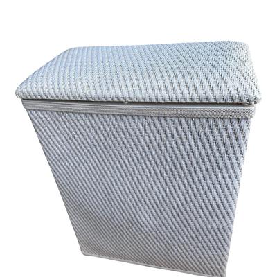 White Retro Wicker Style Laundry Hamper with Lid