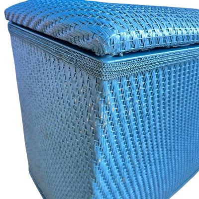 Blue Wicker Style Laundry Hamper