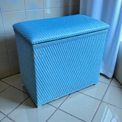 Blue Wicker Style Laundry Hamper