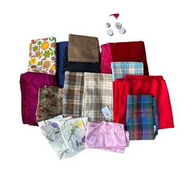 Big Box of Fabrics, Variety of Types- Wool, Cotton, Velveteen+