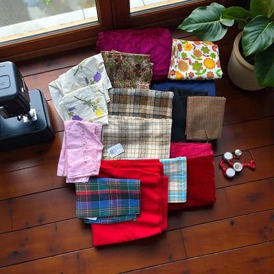 Big Box of Fabrics, Variety of Types- Wool, Cotton, Velveteen+