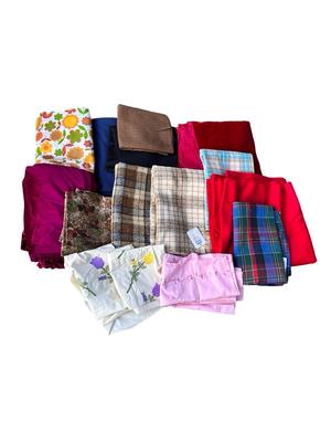 Big Box of Fabrics, Variety of Types- Wool, Cotton, Velveteen+
